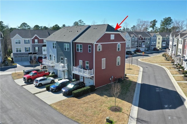 view of road with a residential view