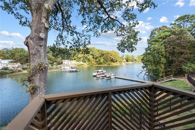 water view with a boat dock