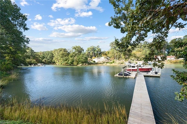 view of dock featuring a water view