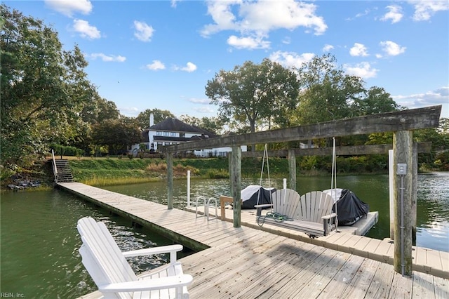 dock area featuring a water view