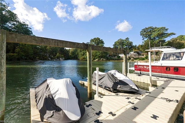 view of dock featuring a water view