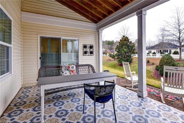 view of patio featuring outdoor dining space