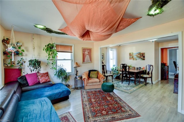 living area with wood finished floors