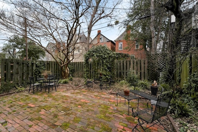 view of patio featuring a fenced backyard