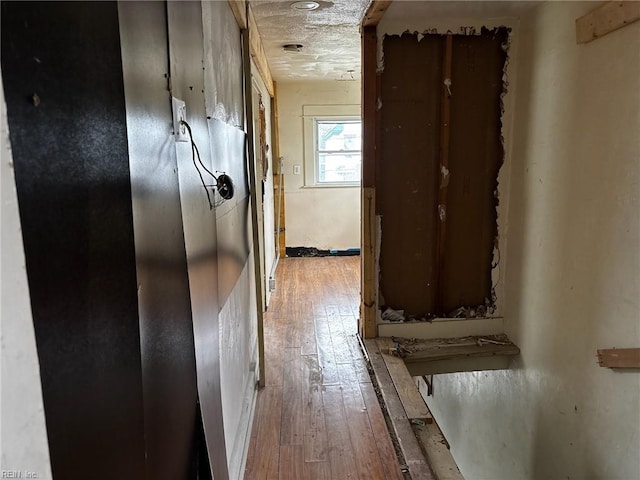 hall with wood-type flooring