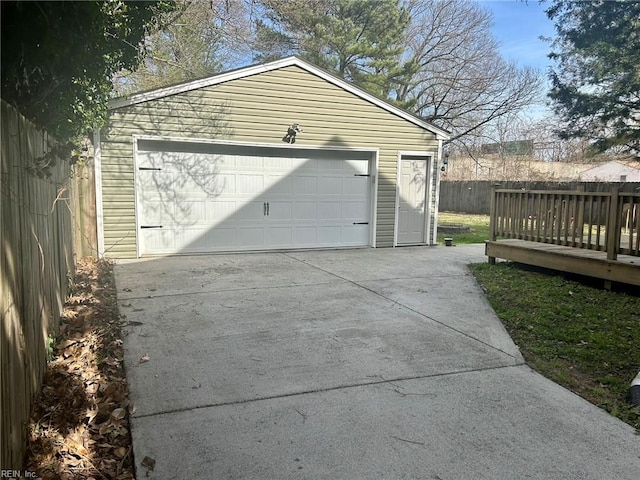 garage featuring fence