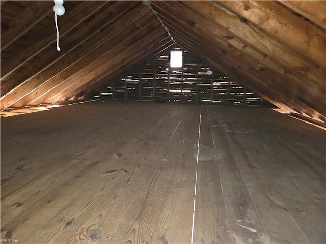 view of unfinished attic