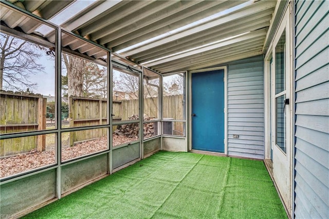 view of unfurnished sunroom