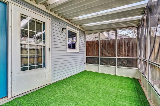 view of unfurnished sunroom