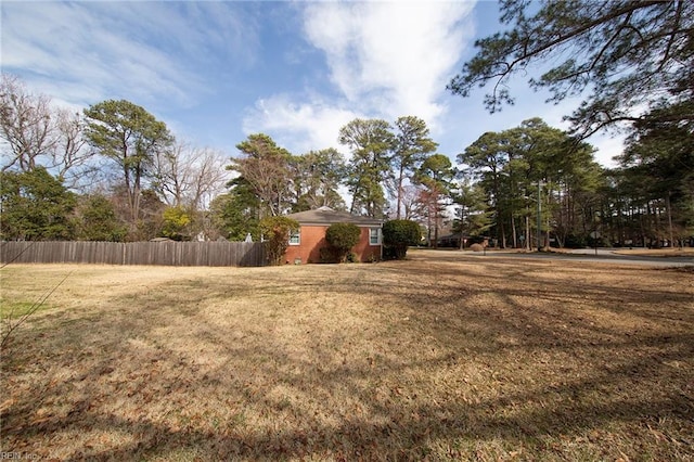 view of yard featuring fence