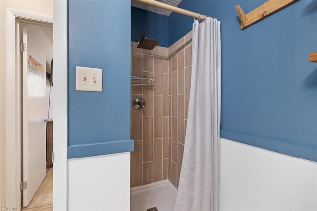 bathroom with a stall shower