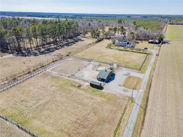 birds eye view of property featuring a rural view