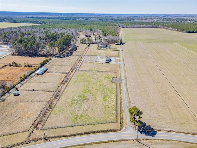 drone / aerial view with a rural view