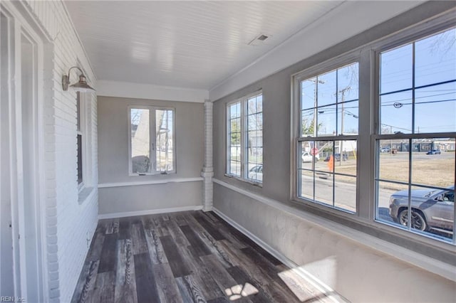 view of unfurnished sunroom