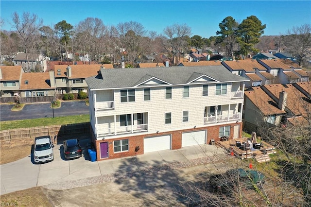 aerial view with a residential view