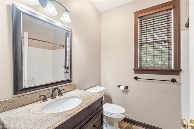 bathroom with toilet and vanity