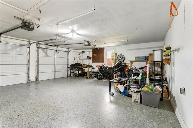 garage with a garage door opener