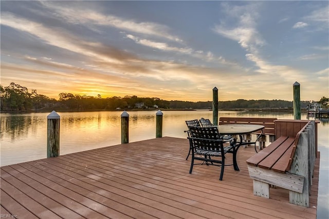 view of dock featuring a water view