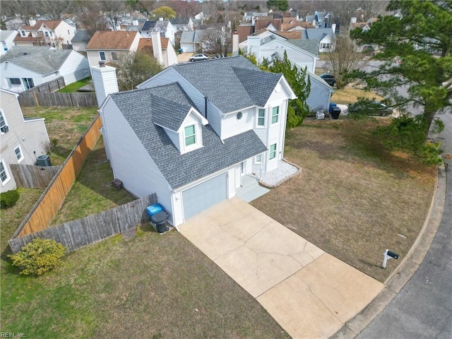 aerial view featuring a residential view