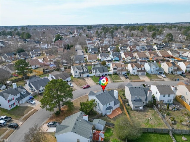 aerial view featuring a residential view