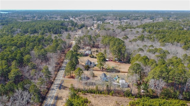 bird's eye view featuring a view of trees