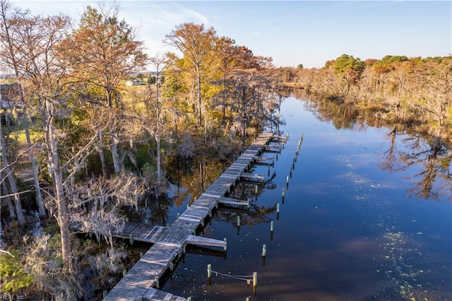 view of dock featuring a water view