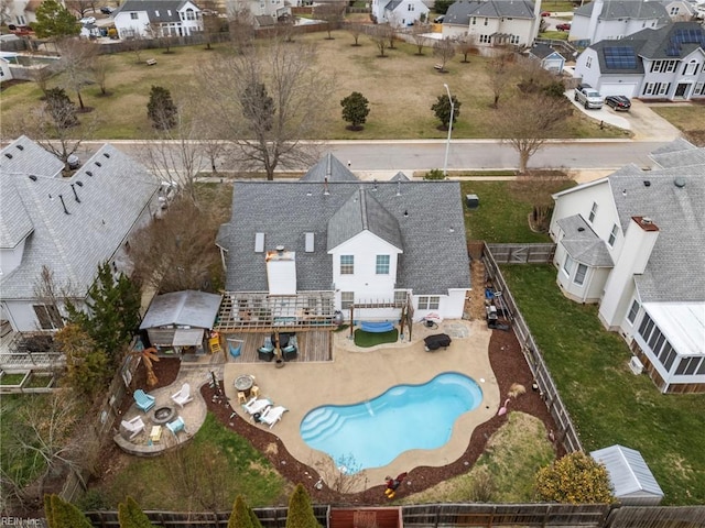 aerial view with a residential view