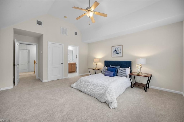 bedroom with baseboards, visible vents, and carpet flooring