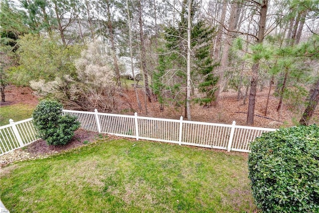 view of yard featuring a fenced backyard