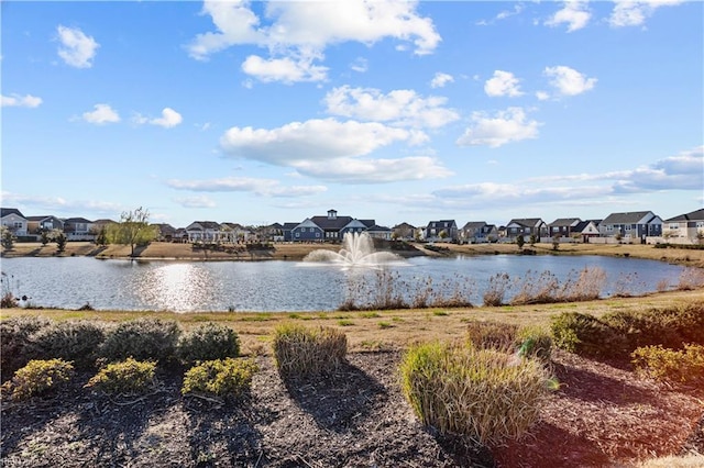 view of water feature with a residential view