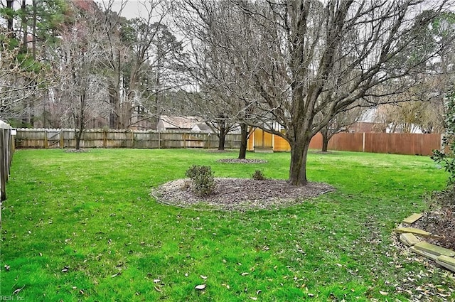 view of yard featuring a fenced backyard