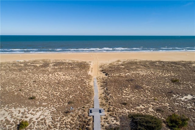 property view of water with a beach view