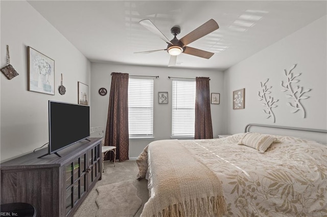 bedroom featuring carpet floors and a ceiling fan