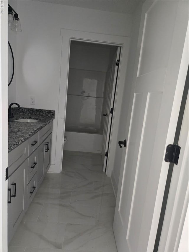 2514 Oak Ave, Newport News, VA 23607 - full bathroom featuring marble finish floors, vanity, toilet, and shower / washtub combination