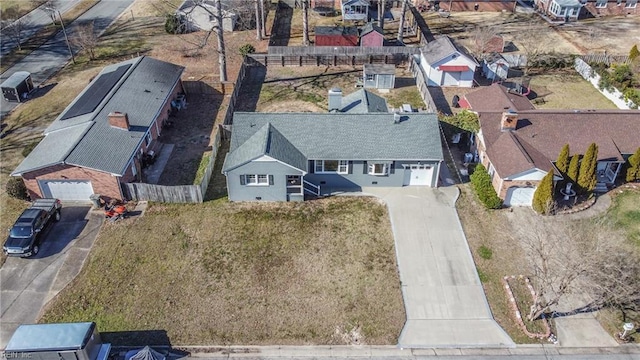 bird's eye view with a residential view