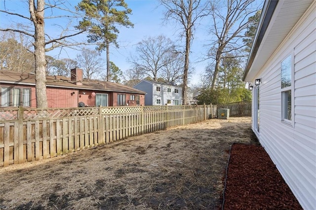 view of yard featuring a fenced backyard