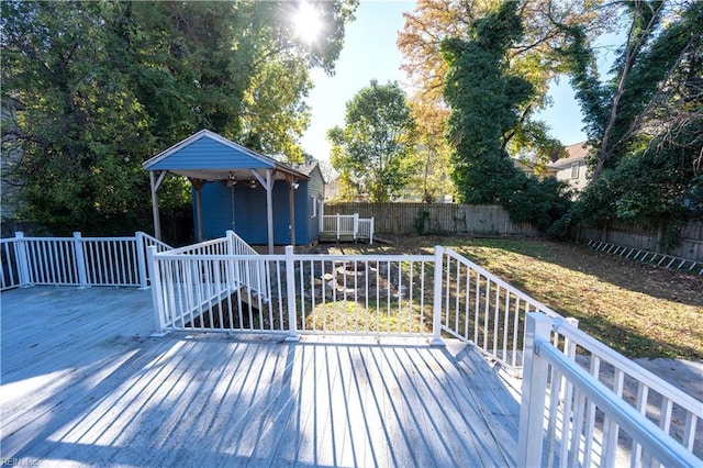 wooden deck featuring a fenced backyard