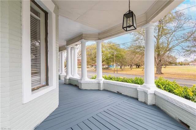 deck featuring covered porch