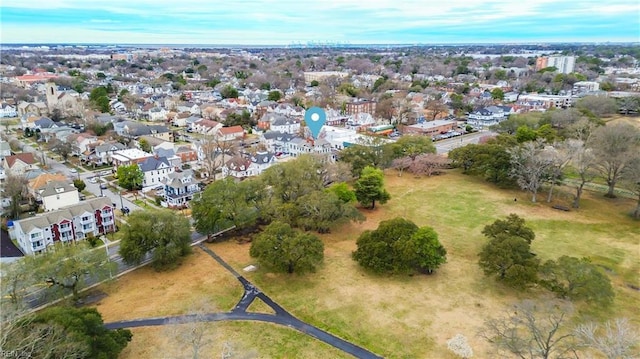 birds eye view of property with a residential view