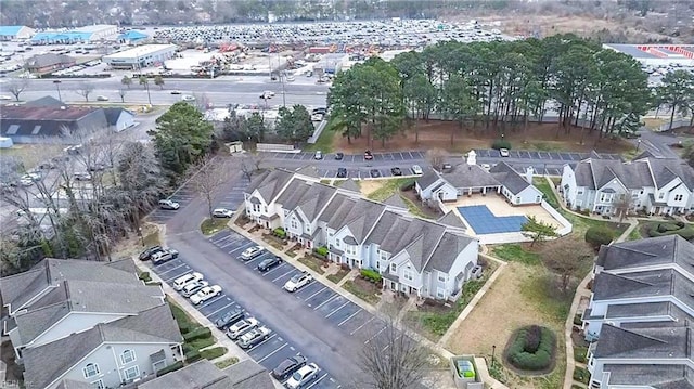 drone / aerial view with a residential view