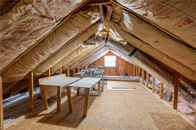 view of unfinished attic