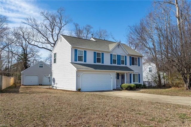 view of front of home featuring driveway and a front lawn