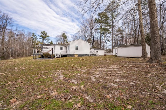 view of yard with a deck