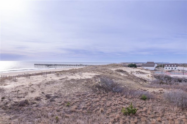 view of water feature featuring a beach view