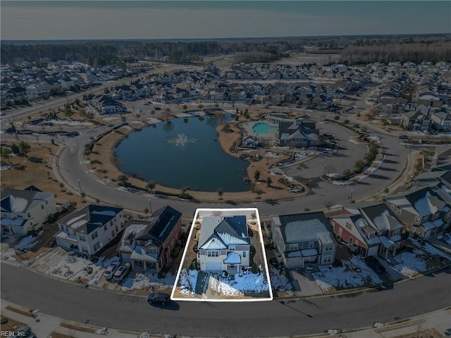 drone / aerial view with a residential view