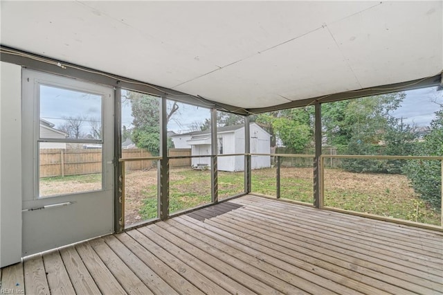 view of unfurnished sunroom