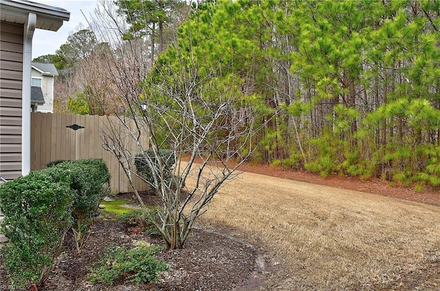 view of yard featuring fence