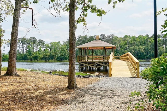 view of dock featuring a water view