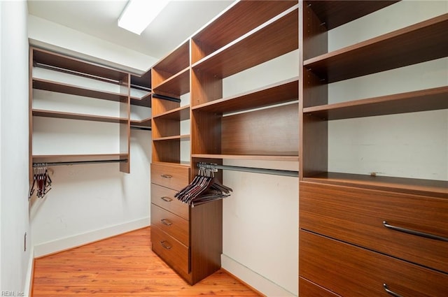 spacious closet featuring light wood-style floors