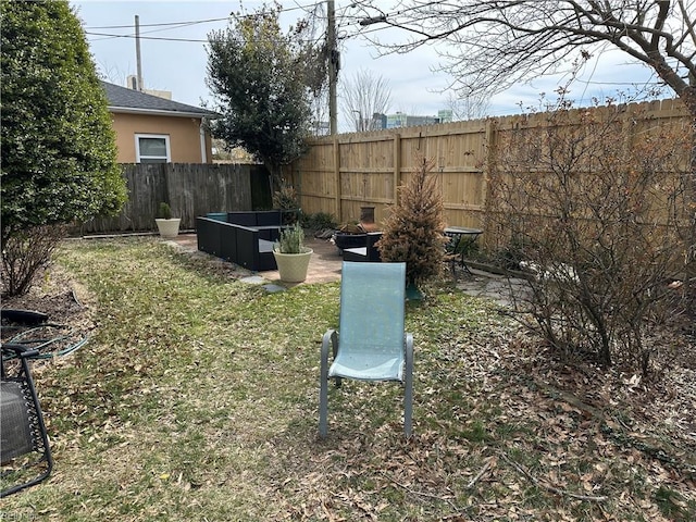 view of yard featuring a fenced backyard